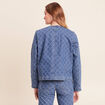 Veste courte droite en jean doubl&eacute;e denim stone femme