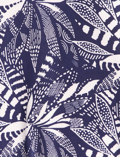 T-shirt col v manches courtes bleu femme