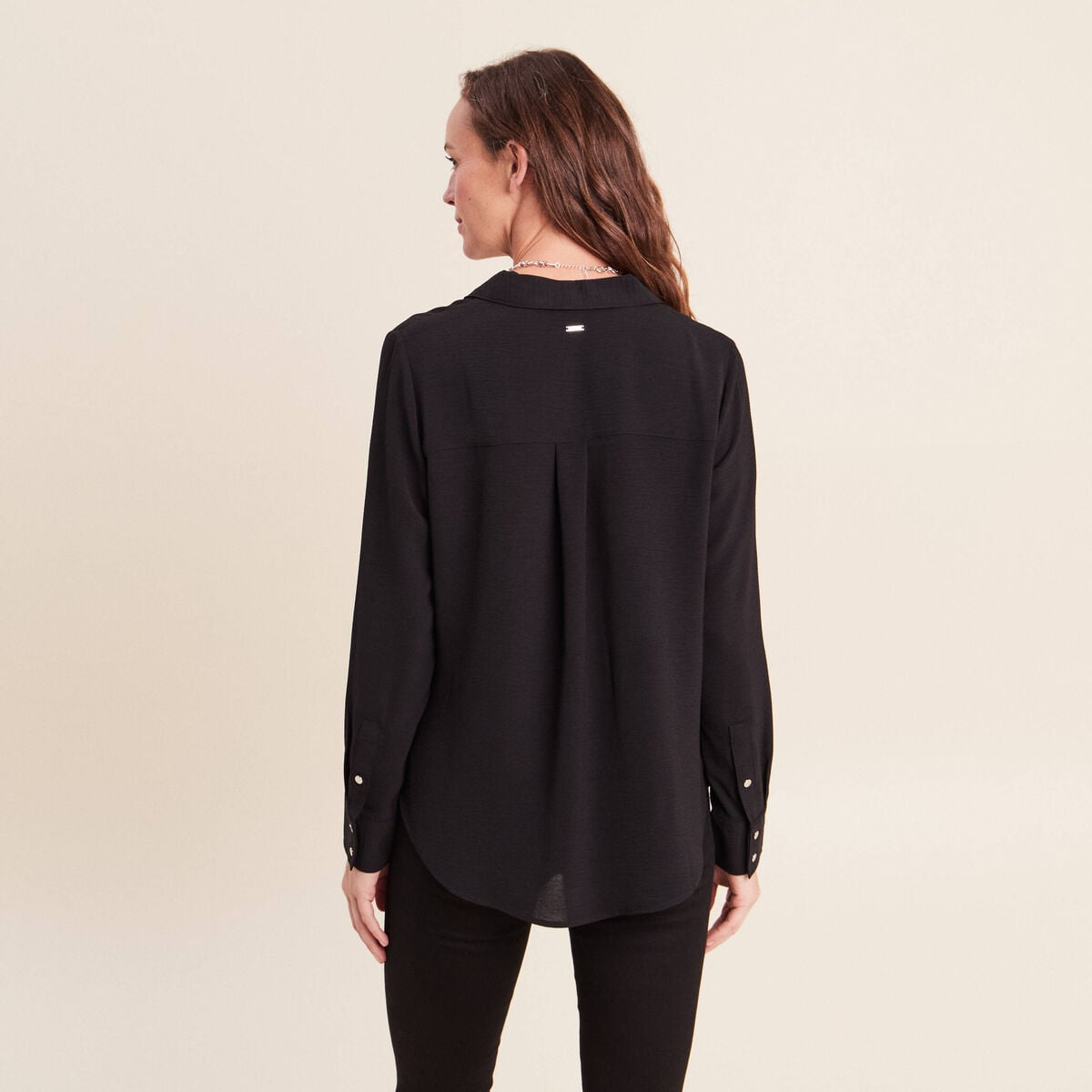 Chemise manches longues noir femme