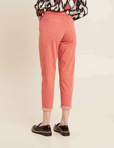 Pantalon coupe droite à coulisse vieux rose femme