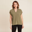 Blouse manches courtes vert kaki femme