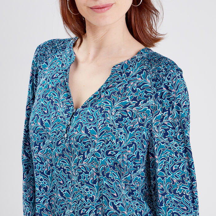 Blouse manches longues bleu marine femme
