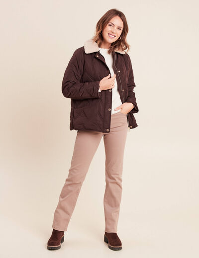 Pull col montant manches longues ecru femme