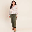 Blouse col v manches longues vert femme