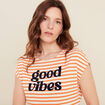 T-shirt manches courtes orange abricot femme
