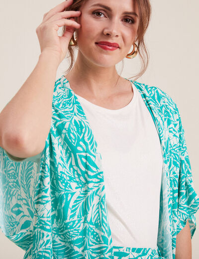 Kimono dos smocké vert émeraude femme