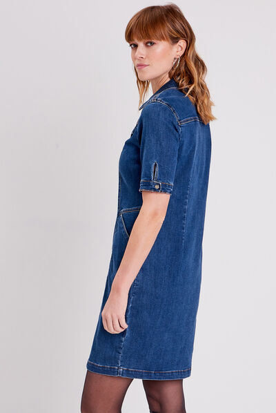 Robe droite en jean denim stone femme