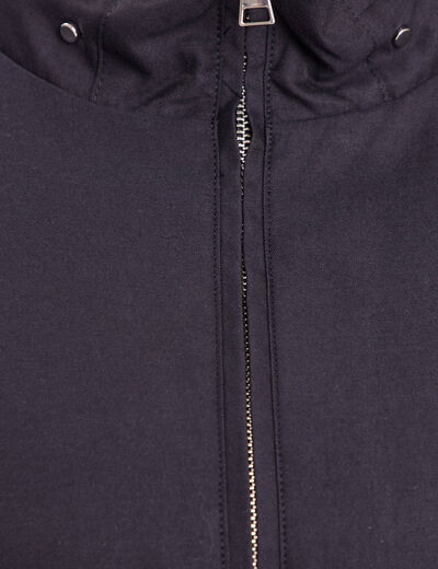 Parka droite ceinturée bleu foncé femme