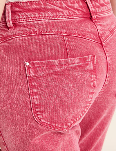 Jean coupe droite taille bascul&eacute;e rose fushia femme