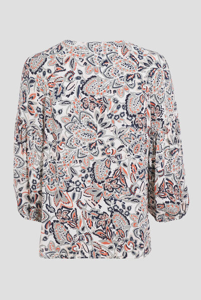 Blouse manches 3/4 ecru femme