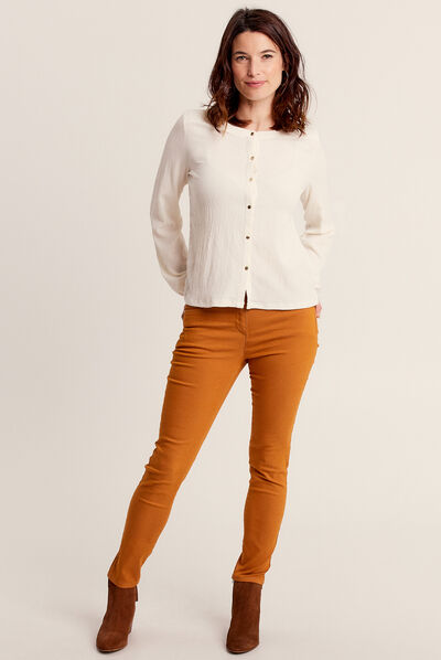 Pantalon léger taille standard 7/8ème orange foncé femme