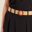 Jupe longue évasée ceinturée noir femme