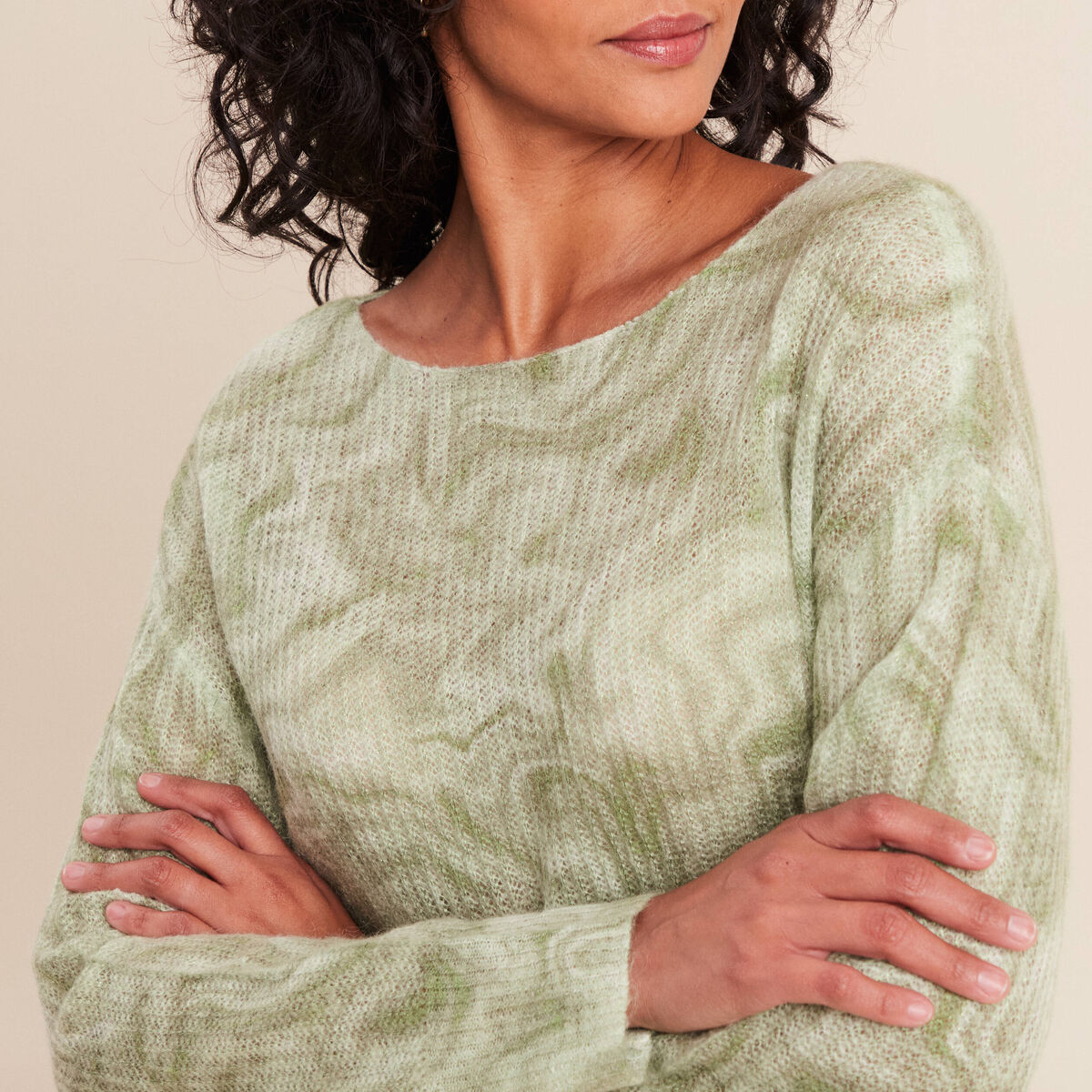 Pull col bateau manches longues gris femme
