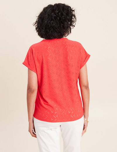 T-shirt droit manches courtes rouge femme