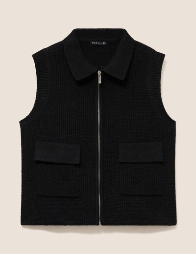 Gilet zipp&eacute; sans manches noir femme
