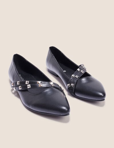 Ballerines brides cloutées noir femme