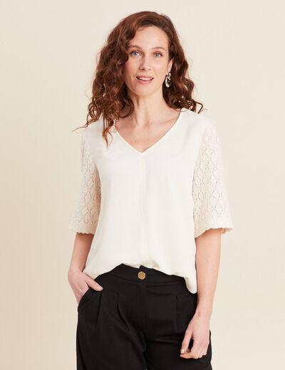 Blouse manches 3/4 ecru femme