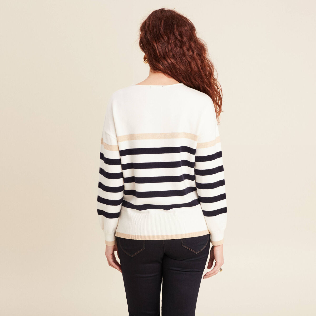 Pull manches longues blanc femme