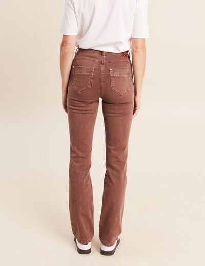Jean coupe droite taille haute marron clair femme