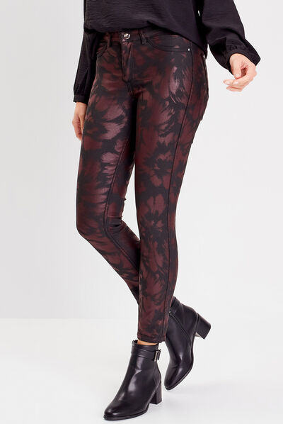 Pantalon ajusté réversible rouge femme