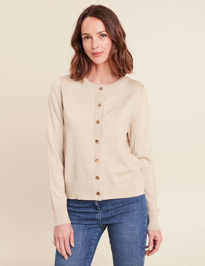 Gilet col rond couleur or femme
