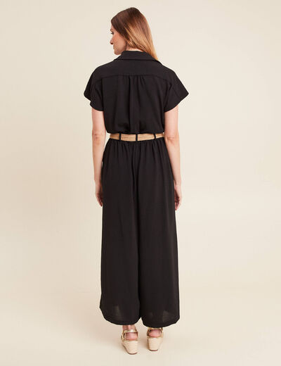 Combinaison large avec ceinture amovible noir femme