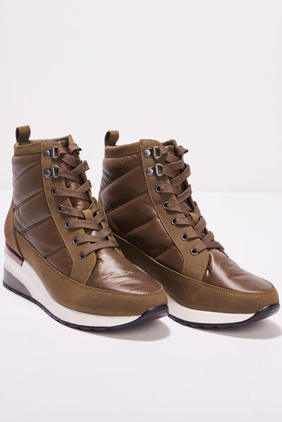 Baskets montantes compensées vert kaki femme