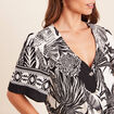 Chemise col v manches courtes fluides noir femme