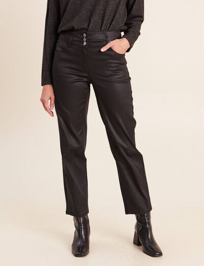 Pantalon enduit noir femme