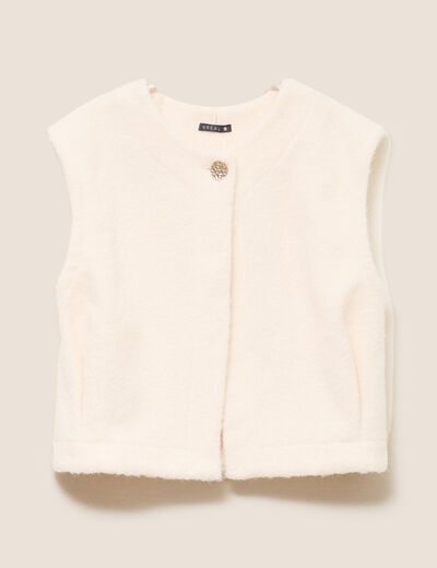Gilet ample sans manches ecru femme