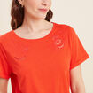 T-shirt manches courtes brodé orange foncé femme