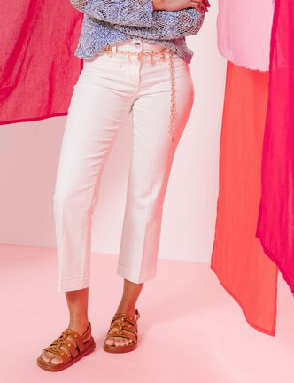 Jean coupe droite 7/8&egrave;me ecru femme