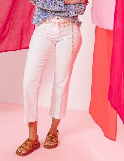 Jean coupe droite 7/8&egrave;me ecru femme