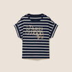 T-shirt droit col rond manches courtes noir femme