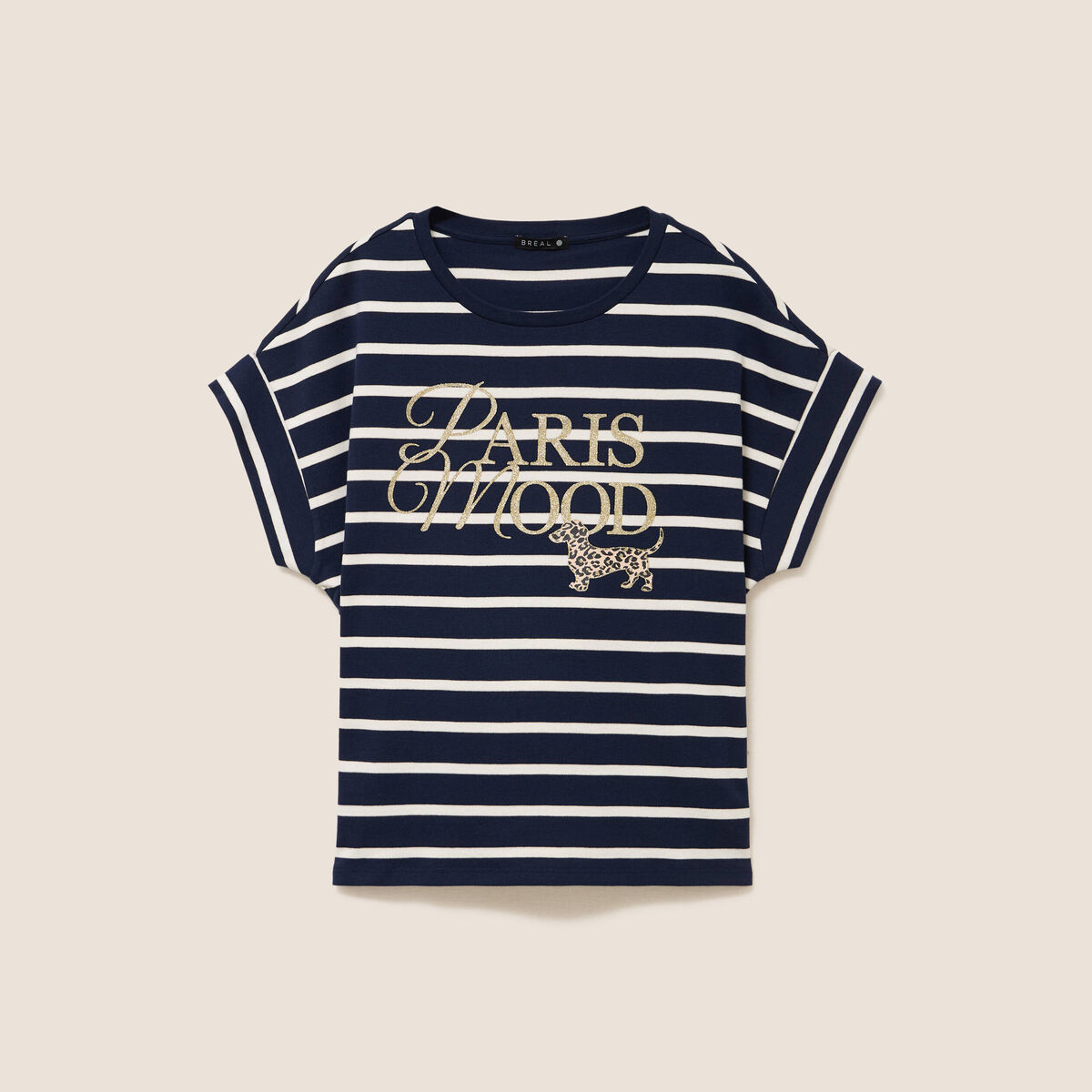 T-shirt droit col rond manches courtes noir femme