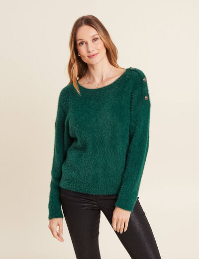 Pull manches longues vert foncé femme