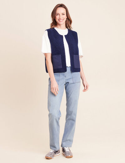 T-shirt coupe droite manches coudes ecru femme