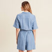 Combishort ceinturée denim double stone femme