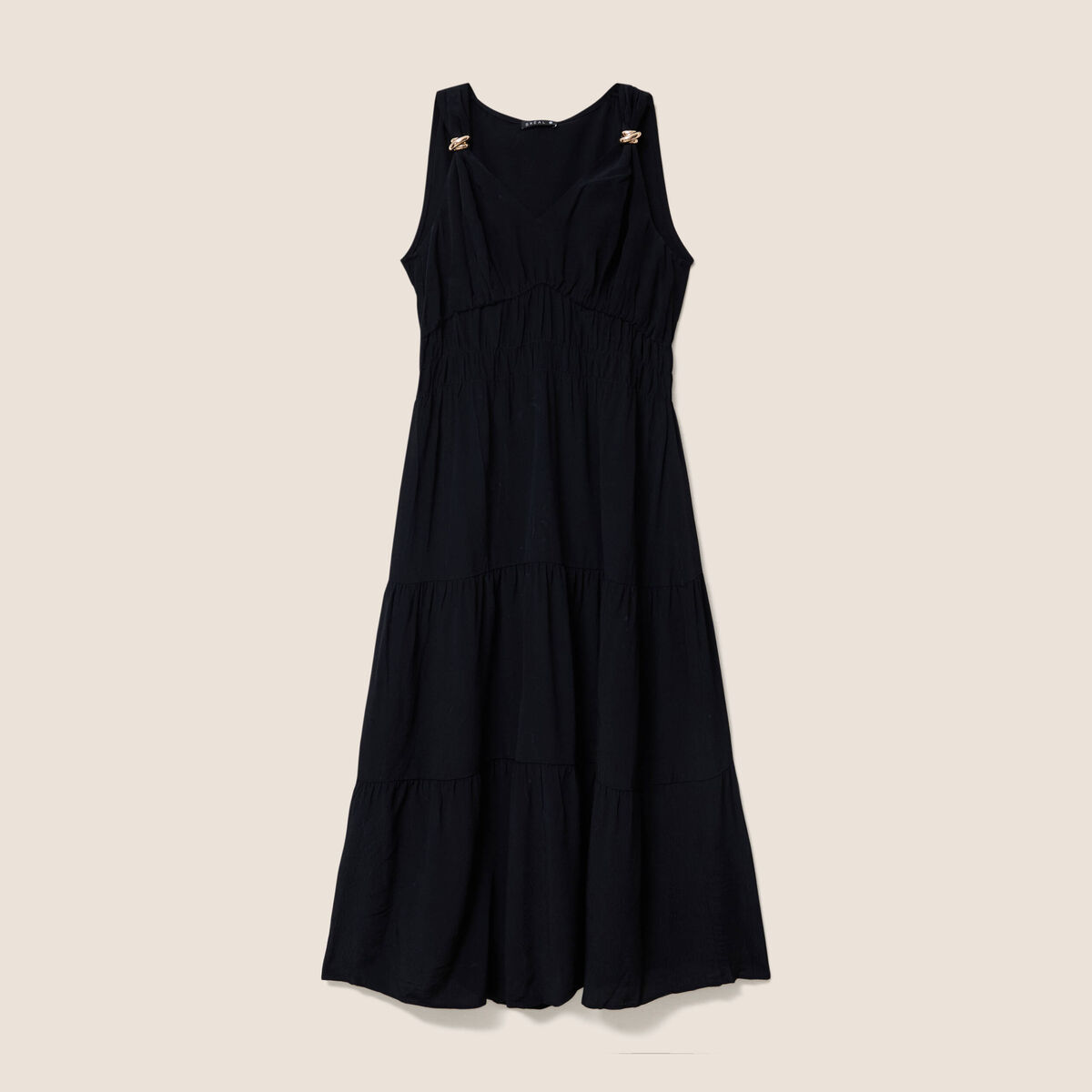 Robe longue &eacute;vas&eacute;e sans manches noir femme