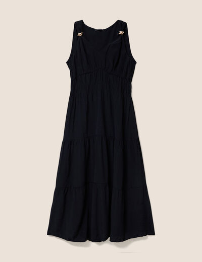 Robe longue &eacute;vas&eacute;e sans manches noir femme