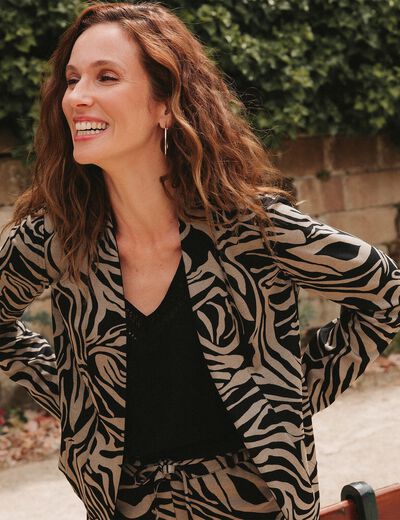 Veste droite réversible noir femme