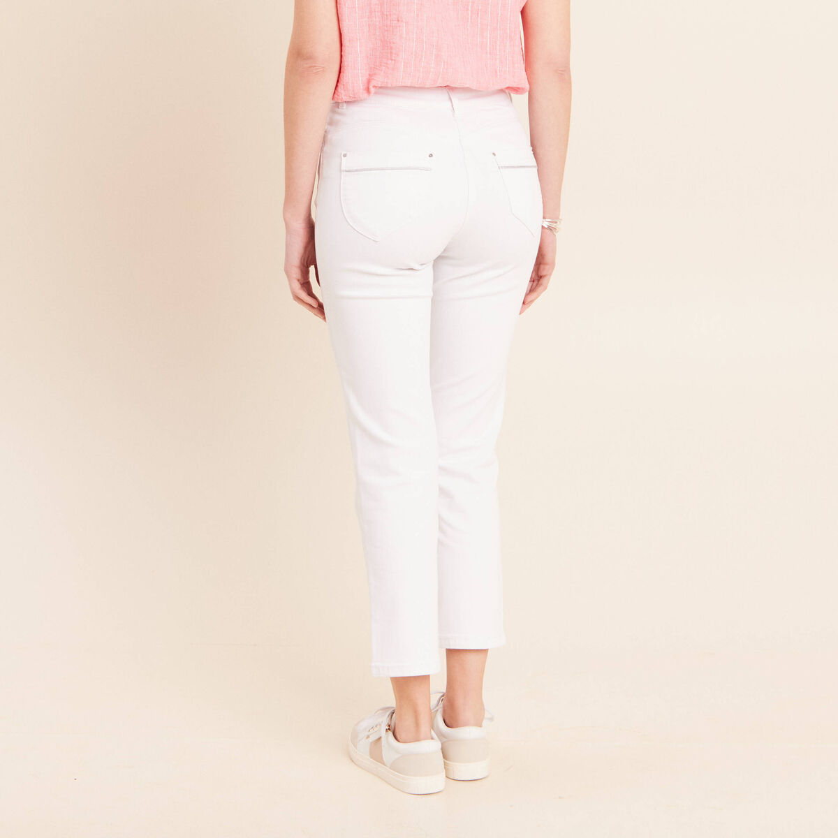 Jean coupe droite 7/8&egrave;me blanc femme