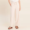 Pantalon large taille haute creme femme