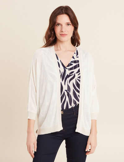 Gilet manches 3/4 ecru femme