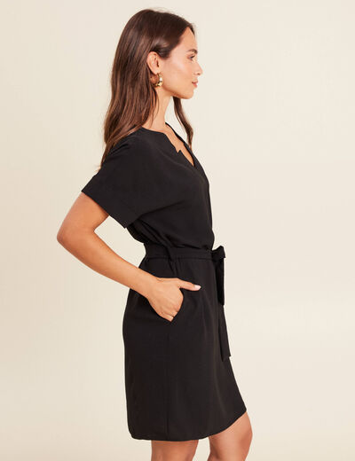 Robe fluide manches courtes noir femme
