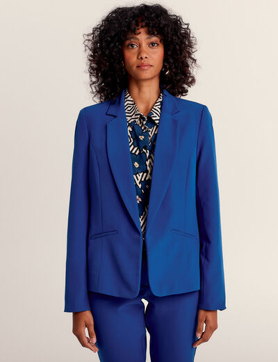 Veste city droite manches 3/4 bleu foncé femme