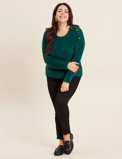 Pull manches longues vert foncé femme