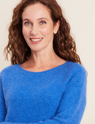 Pull manches longues bleu femme