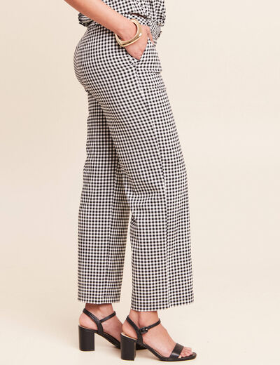 Pantalon large 7/8&egrave;me taille standard noir femme