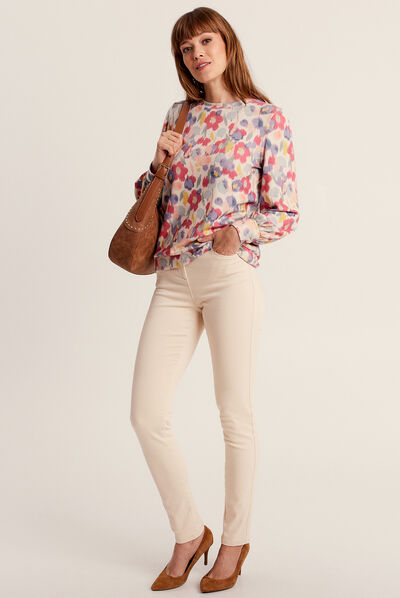 Jean magique ajusté taille standard ivoire femme